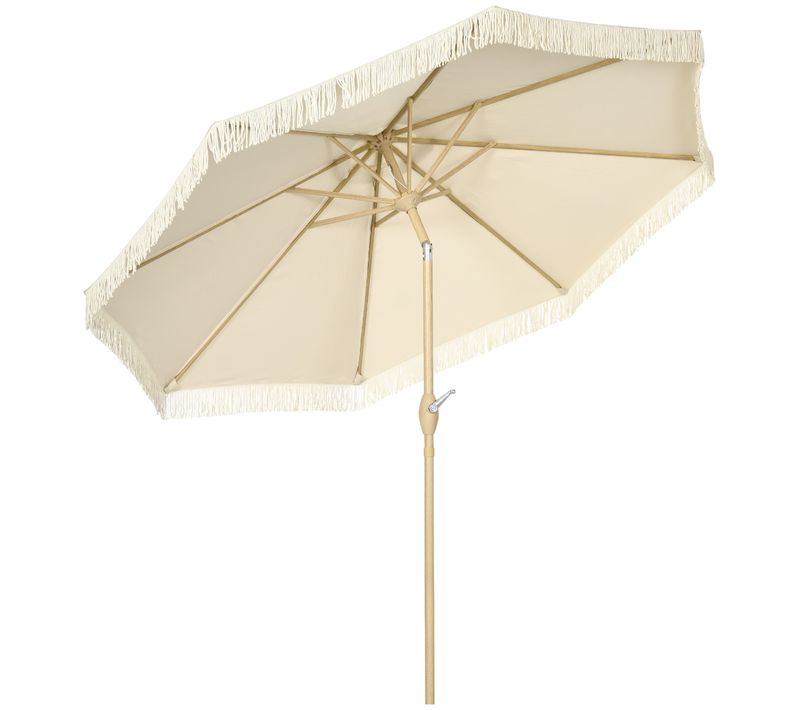 Parasol Octogonal Inclinable Ø 2,65 X 2,44h M Métal Apsect Bois Tissu