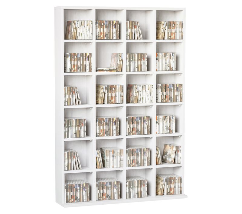 Étagère Rangement Cd/dvd 480 Cds 24 Compartiments Réglables En Hauteur
