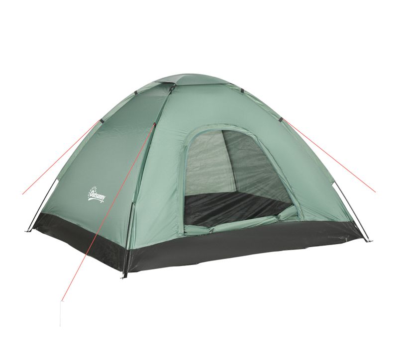 Tente De Camping 2 Personnes Fibre Verre Polyester Noir Vert