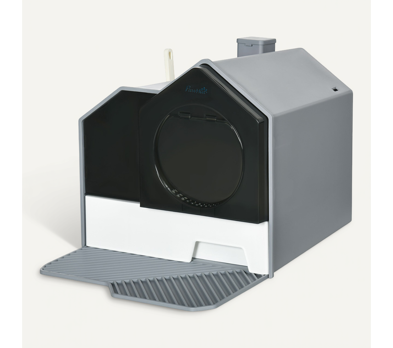 Maison De Toilette Chat Design Maison Avec Accessoires Blanc Noir Gris
