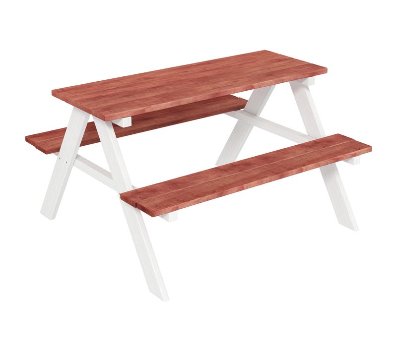 Table De Pique-nique Enfant Bois Sapin Blanc Brique