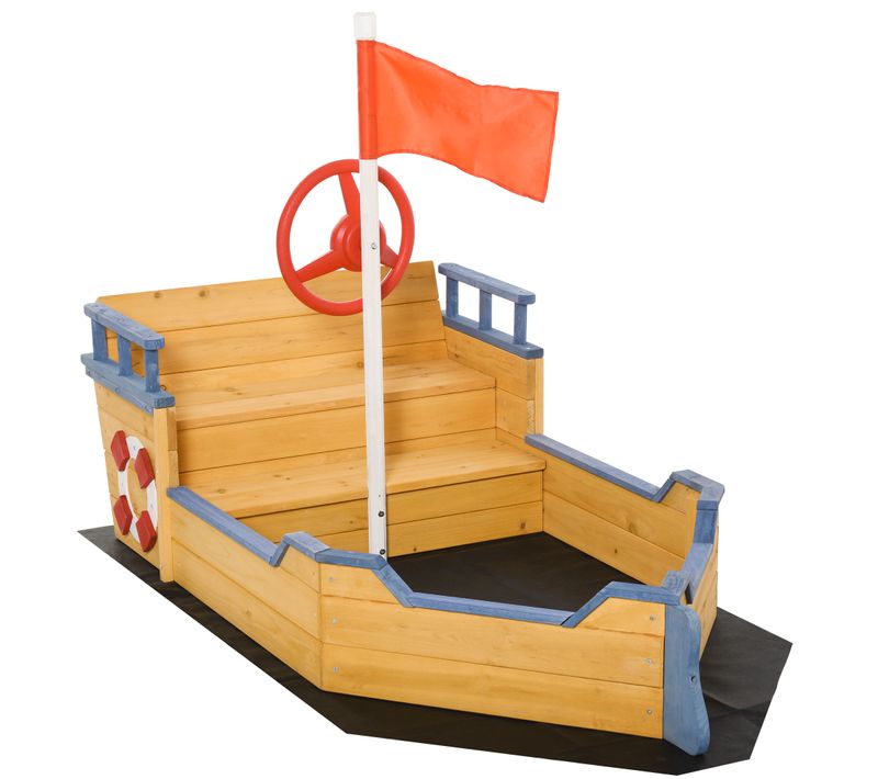 Bac à Sable Bateau De Pirate Multi-équipé Bois Sapin Pré-huilé