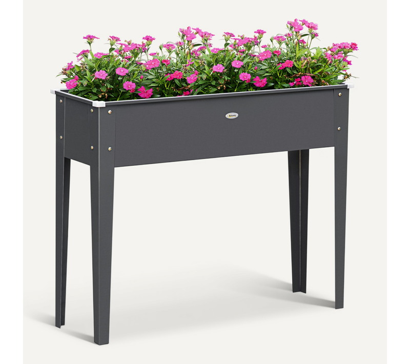 Jardinière Sur Pieds 100 X 30 X 80 Cm Acier Galvanisé Gris