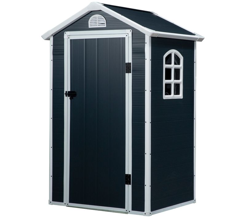 Abri De Jardin Verrouillable Avec Fenêtre Résine Pp Ondulée Anthracite