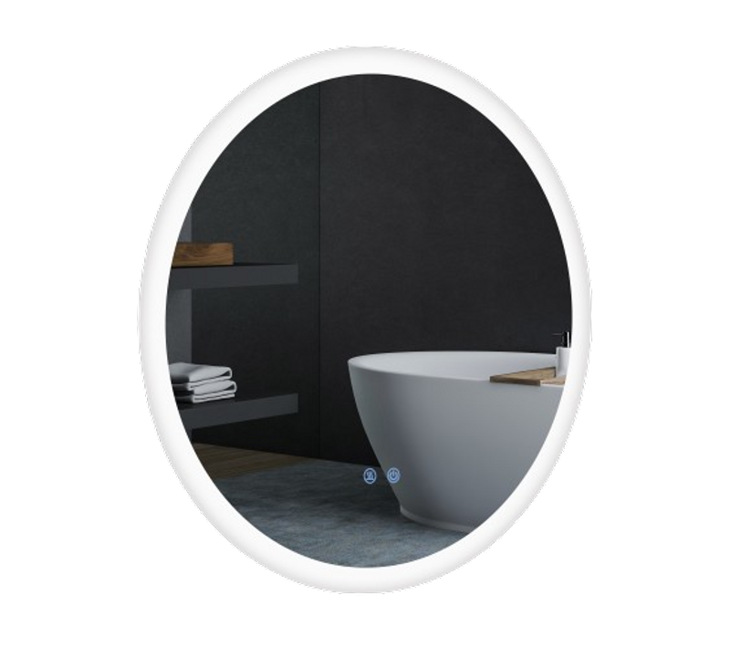 Miroir Rond Lumineux LED De Salle De Bain D. 60 Cm Mural 29 W Gris