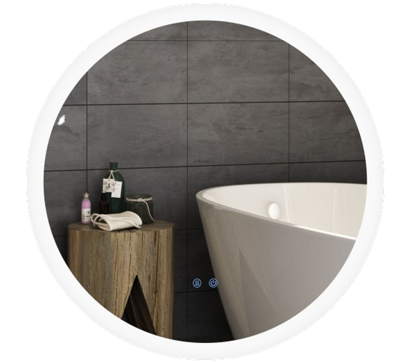 Miroir Rond Lumineux LED De Salle De Bain D. 70 Cm Blanc Argent