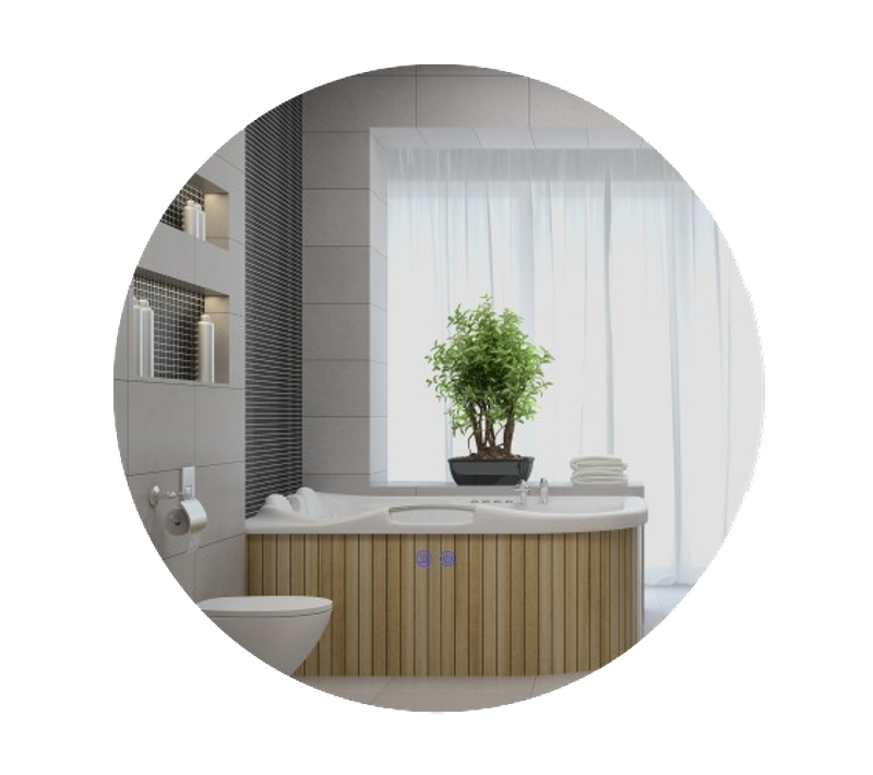 Miroir Rond Lumineux LED De Salle De Bain Éclairage Interrupteur Gris