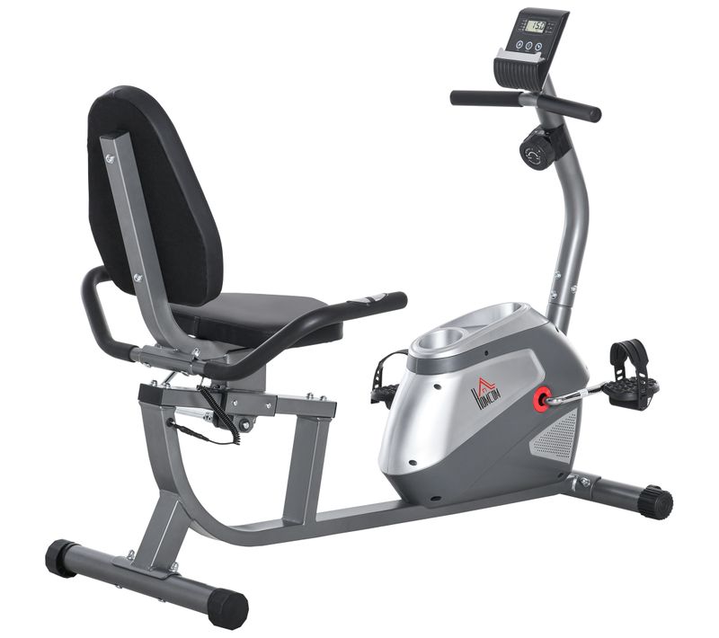 Vélo D'appartement Semi-allongé Magnétique Réglable Gris
