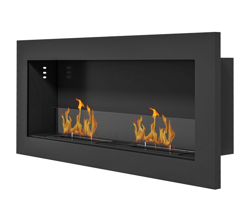 Cheminée Bioéthanol Murale Design Bauhaus 2 Brûleurs Acier Noir