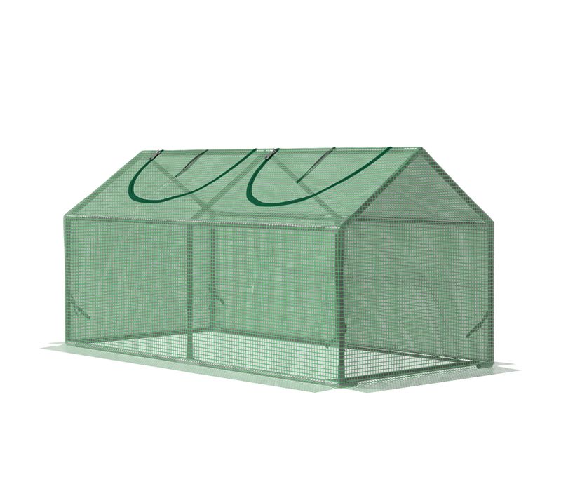 Mini Serre De Jardin 120 X 60 X 60 Cm 2 Fenêtres Acier Thermolaqué Pe