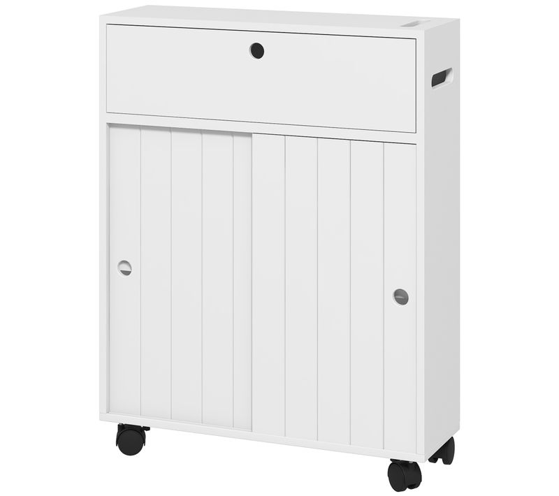 Support Papier Toilette - Porte-papier Toilette Sur Roulettes - Blanc