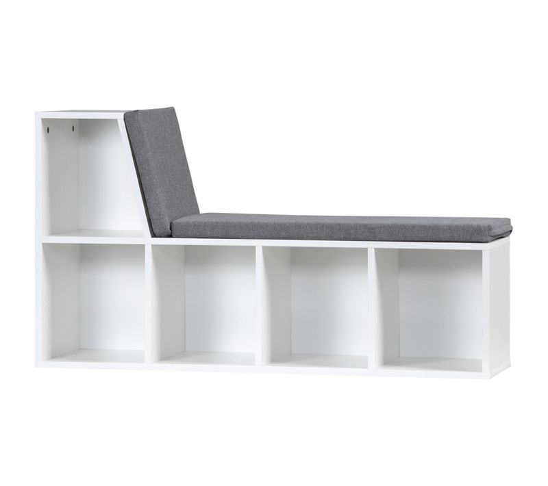 Bibliothèque Banc 2 En 1 - 5 Casiers Coussins Inclus