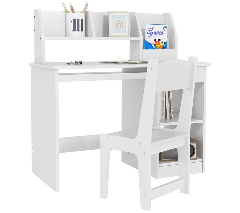 Bureau Enfant Multi-rangement - Ensemble Bureau, Chaise, Étagère