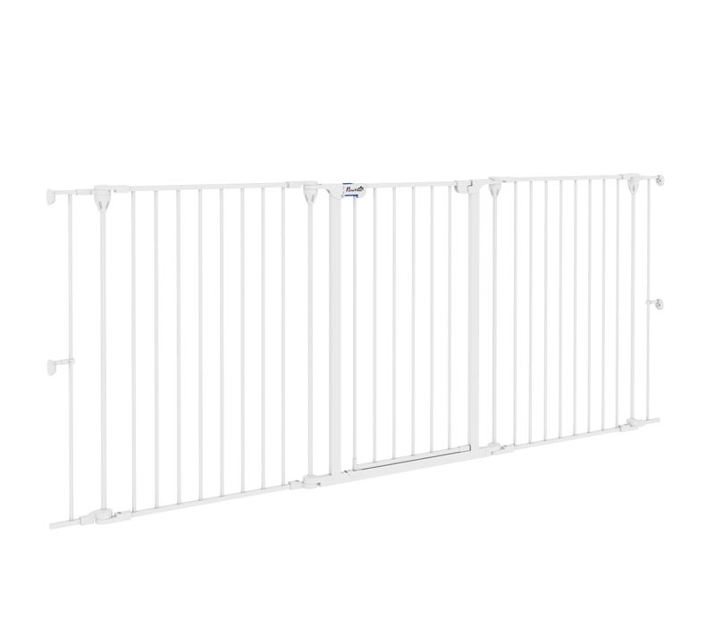 Barrière De Sécurité Pliable Pour Chien - 3 Panneaux, Porte - Blanc