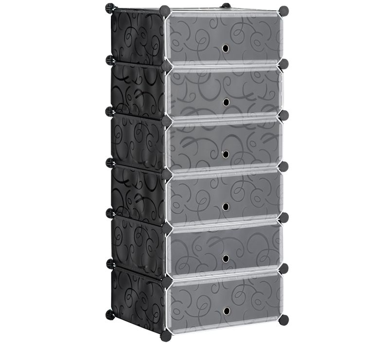 Meuble De Rangement à Chaussures Modulable 6 Casiers Noir Blanc