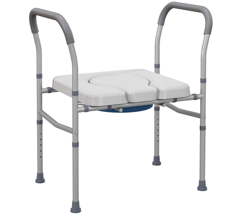 Chaise Percée - Chaise De Douche Percée Réglable Antidérapante - Alu Pvc Gris