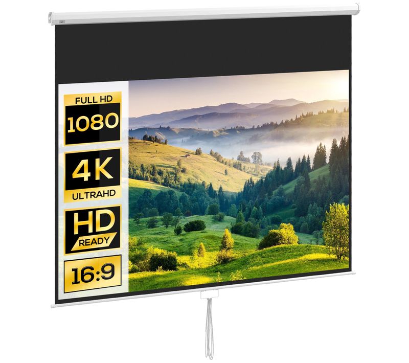 écran De Projection Home-cinéma TV Format 16:9 120 Pouces 4k HD Métal Pvc Blanc