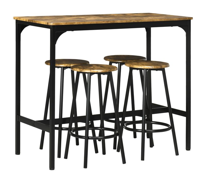 Ensemble Table De Bar 4 Tabourets Style Industriel