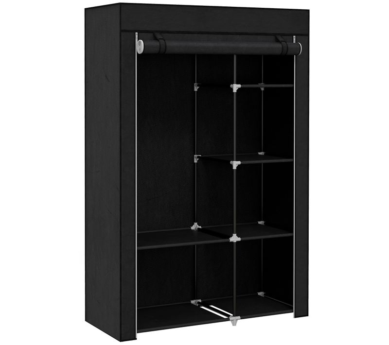 Armoire Penderie Multi-rangement - 6 Étagères, 1 Barre - Non Tissé