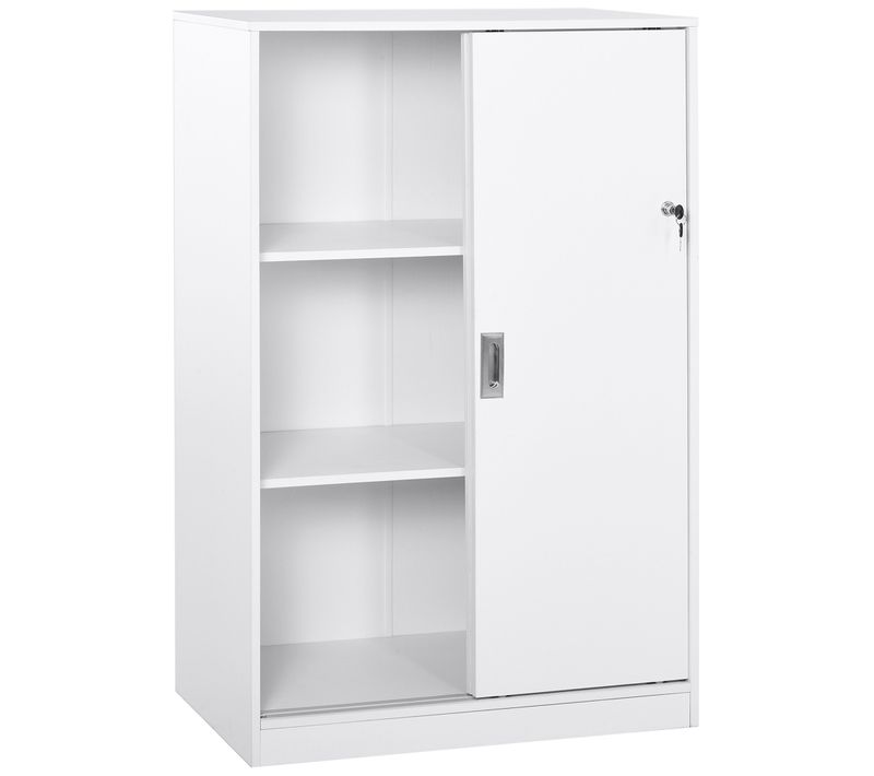 Armoire De Bureau 2 Portes Coulissantes Verrouillables 2 étagères