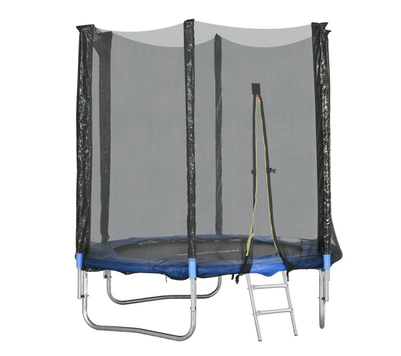 Trampoline D'extérieur D. 180 Cm Avec Filet De Sécurité, Poteaux Rembourrés Et Échelle