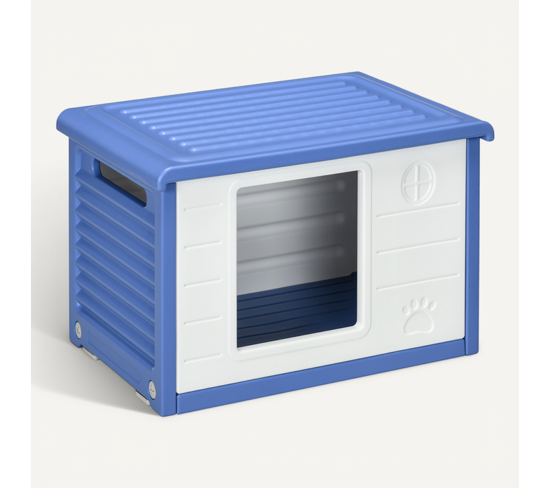 Niche Pour Chien Design - Dim. 60l X 42l X 40hcm - Pe Bleu Blanc