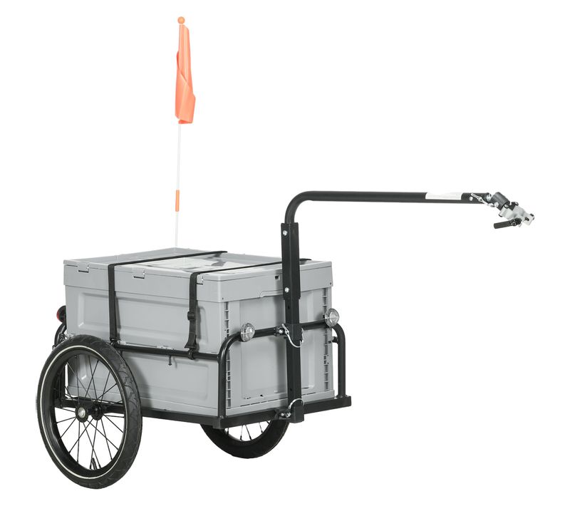 Remorque Chariot à Vélo Avec Coffre De Rangement Amovible Pliable 65l