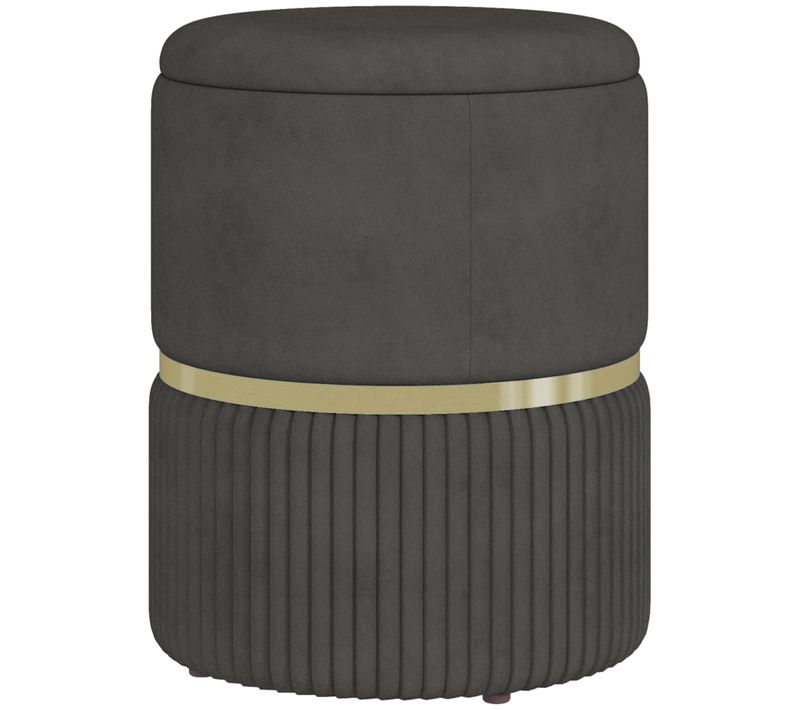 Pouf Repose-pied Tabouret Design Avec Coffre De Rangement Velours Côtelé Acier Brossé Doré