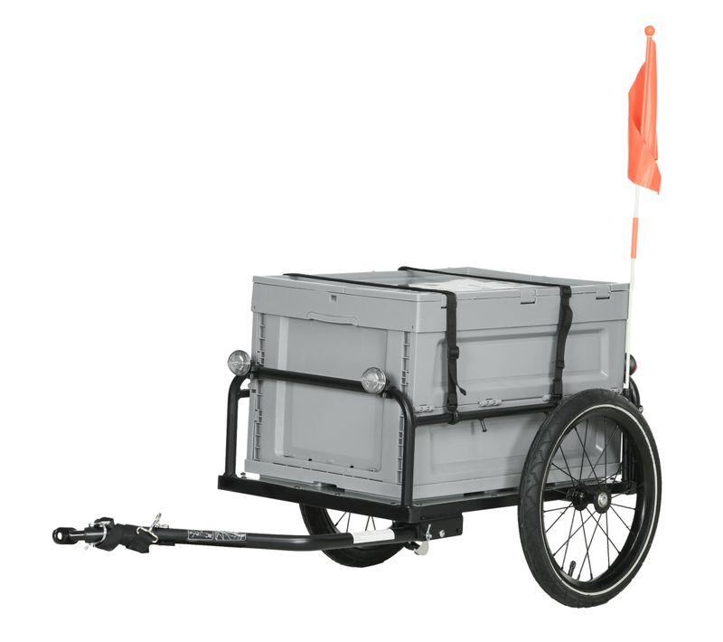 Remorque à Vélo Pliable Avec Coffre De Rangement Charge Max. 40 Kg Gris