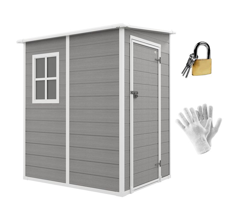 Abri De Jardin Cabanon 1,54 M² - Porte Verrouillable, Fenêtre, Aération - Alu. Pp Gris