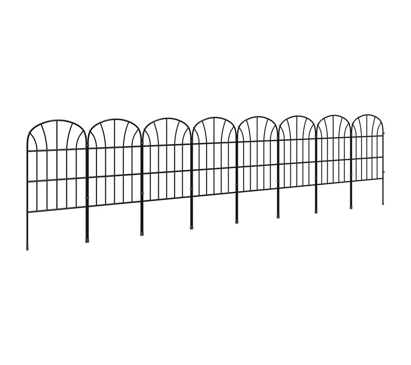 Lot De 8 Clôtures De Jardin Décoratives Avec Ornements Métal Noir