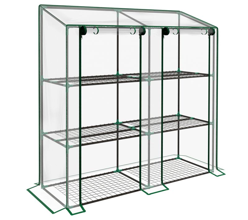 Mini Serre De Jardin 3 Niveaux 2 Portes 6 Étagères