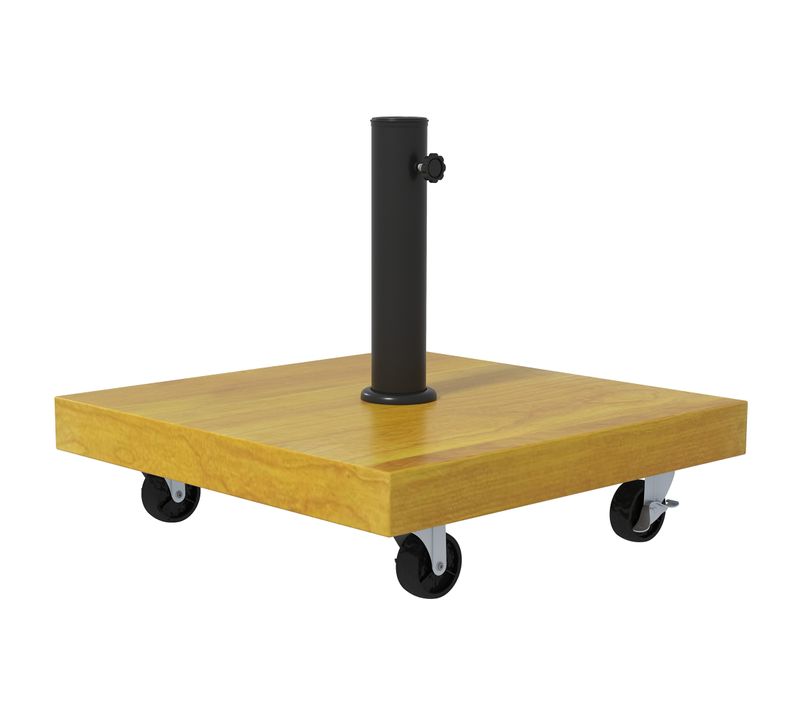 Pied De Parasol Carré - Base De Lestage Poids Net 25 Kg Métal 4 Roulettes