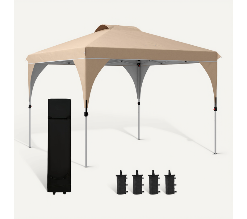 Tonnelle Barnum Pop-up Pliant 3 X 3 M Sac De Transport Beige