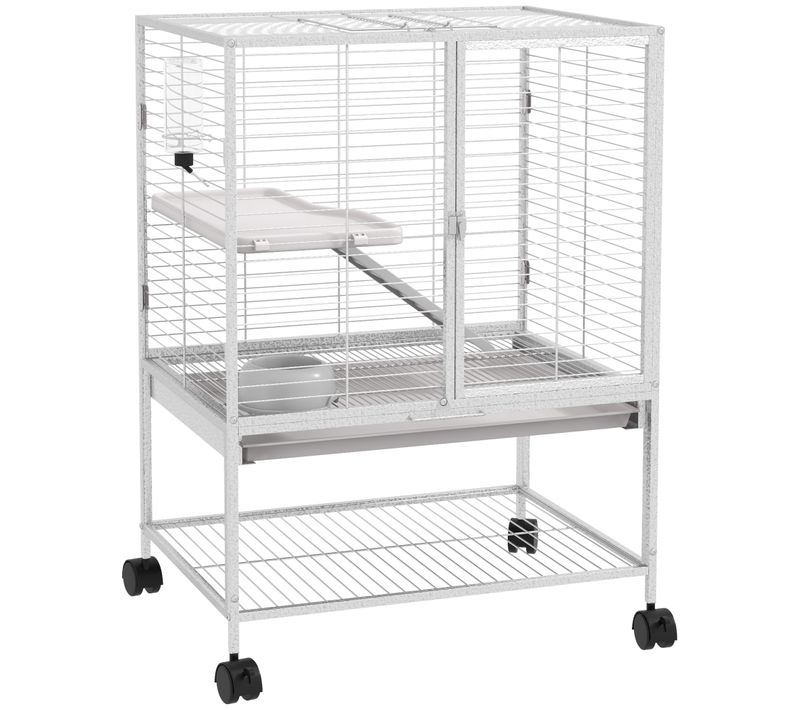 Cage Pour Rongeurs Furet Chinchilla Multi-équipement Étagère Acier Gris Clair
