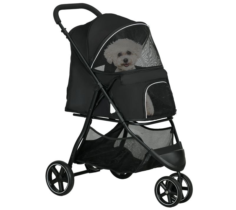 Poussette Buggy Pliable Pour Chien Chat Acier Oxford Noir