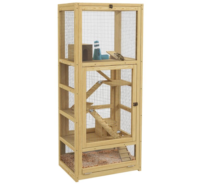 Cage Pour Rongeurs En Bois 5 Niveaux Avec Accessoires