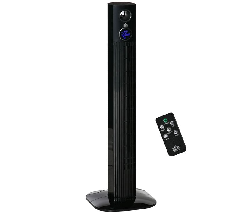 Ventilateur Colonne Tour Oscillant 45 W Télécommande Aromathérapie Noir