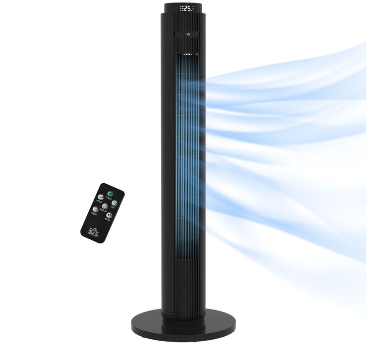 Ventilateur Colonne Tour Oscillant 45 W Télécommande Noir