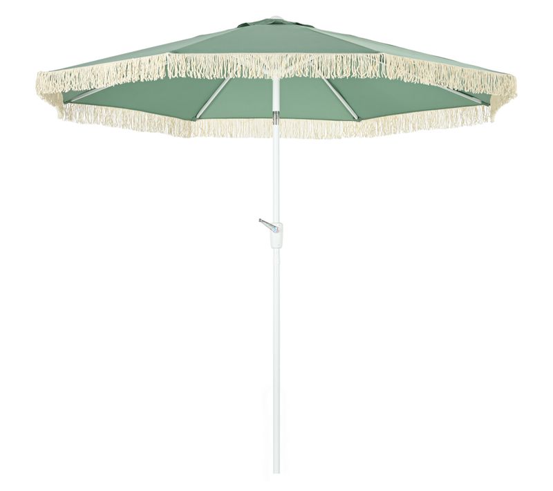 Parasol Inclinable De Jardin ø 2,65m Style Bohème à Franges Polyester