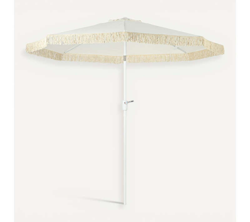 Parasol Inclinable De Jardin ø 2,65m Style Bohème à Franges Polyester