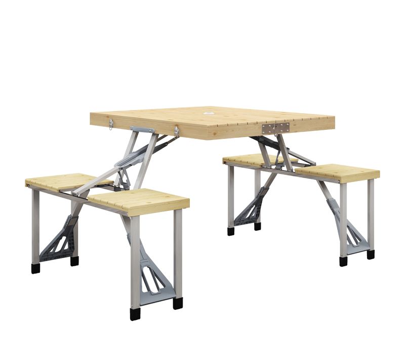 Ensemble Table Et Chaise De Camping Pliable Forme Valise Alu Bois