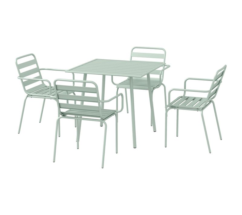 Salon De Jardin 4 Places 5 Pièces Chaises Empilables