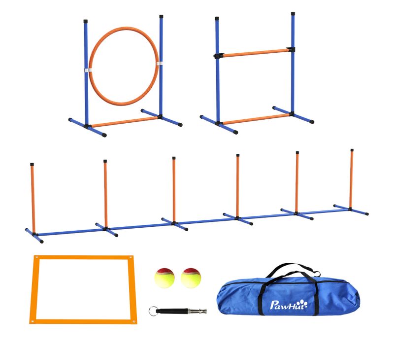 Kit D'agilité Complet Chien Slalom, Anneau De Saut, Haies Et Accessoires