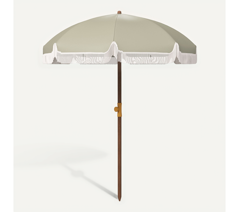 Parasol Droit De Plage Jardin Style Bohème à Franges Uv40+ Vert