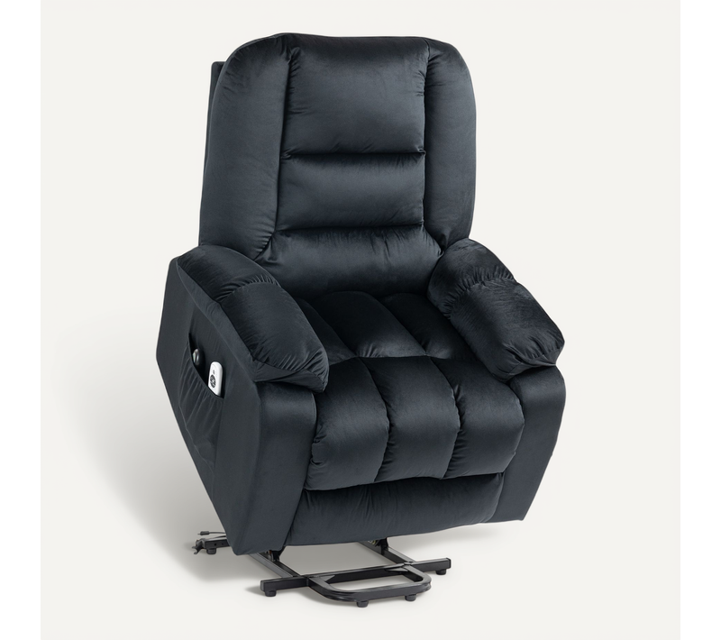 Fauteuil De Massage Releveur Chauffant - 2 Télécommandes - Velours Noir