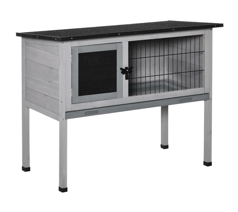 Clapier Sur Pied Niche Plateau Porte Toit Ouvrant Bois Gris
