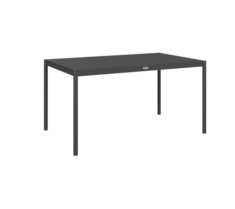 Table De Jardin Rectangulaire 6 Personnes Plateau Lattes Aspect Bois Alu Gris