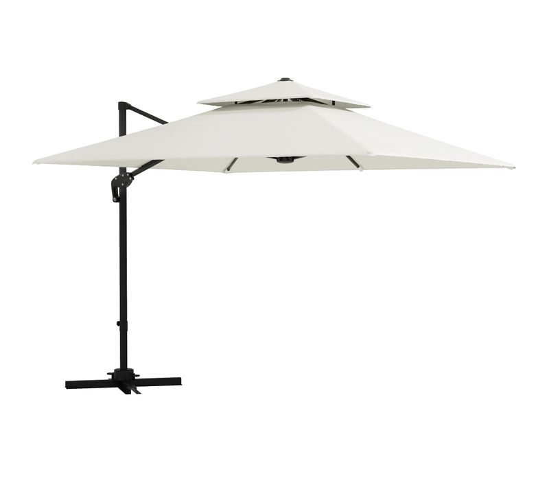 Parasol Déporté Double Toit Inclinable Pivotant Lestage Inclus