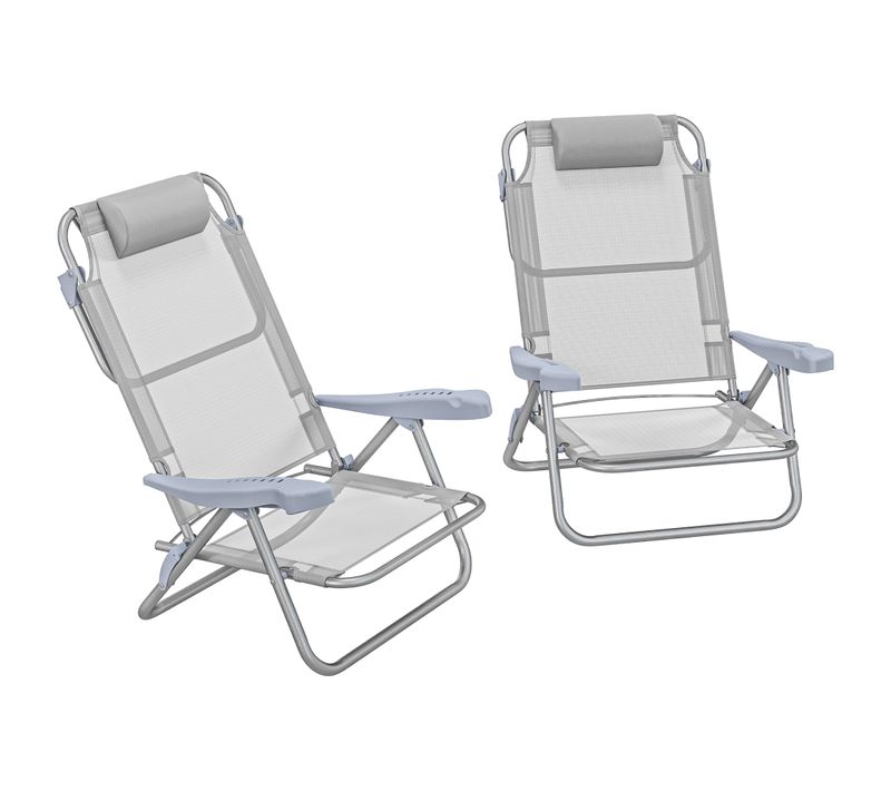 Lot De 2 Chaises De Jardin Camping Pliables Inclinables